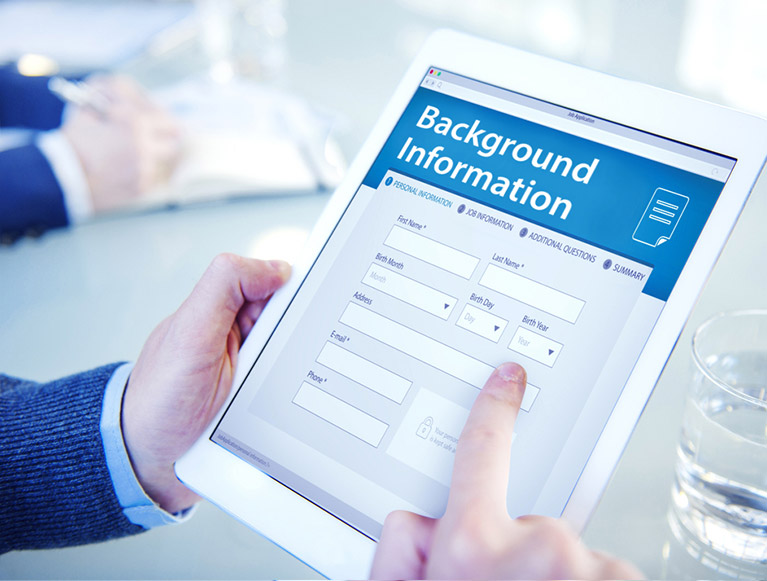 Applicant submits background information online